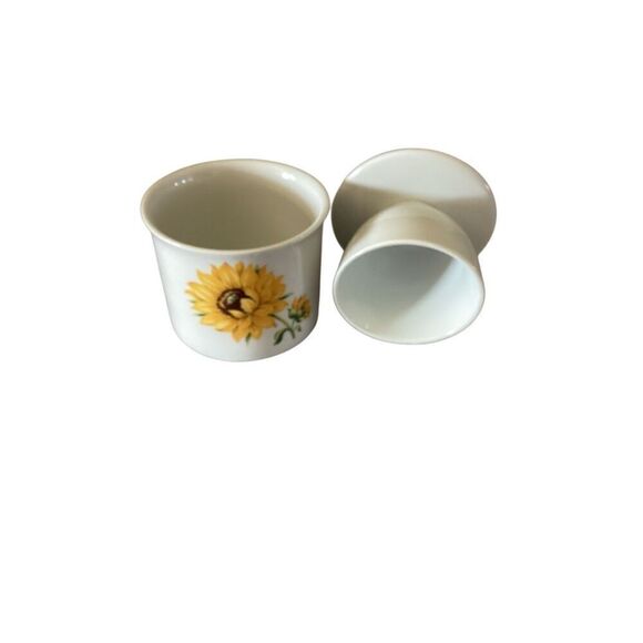 Farm House Sunflower Motic Ceramic  Counter Top Butter Crock Bowl - Picture 1 of 10